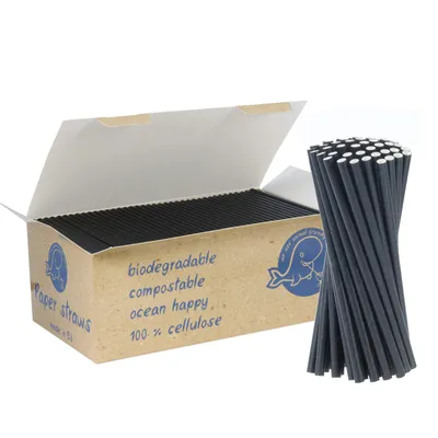 Produktbild von umweltfreundliche Papierstrohhalme PAPIERSTROHME 6/150mm - schwarz 650Stk.