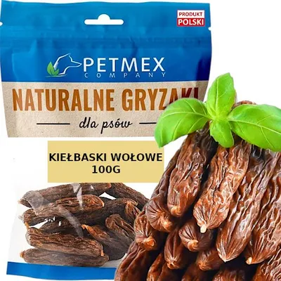 Produktbild von Delikatesse, Snack für Hunde, natürliche Petmex Geflügel- und Rinderwürste 100g