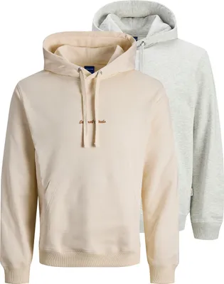 Produktbild von Jack & Jones 2er Pack Norrebro Sweatshirt / Hoodie Schriftzug auf der Vorderseite, Mit Kapuze, Bequeme Ärmelbündchen