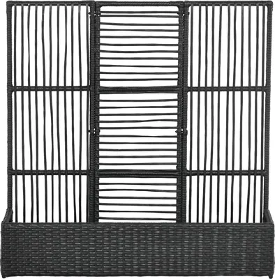 Produktbild von Polyrattan Hochbeet Mit Rankgitter, Blumenkasten, Pflanzenkasten, Blumenbeet, Für Garten, Balkon, Schwarz, 103 X 103 X 29 Cm