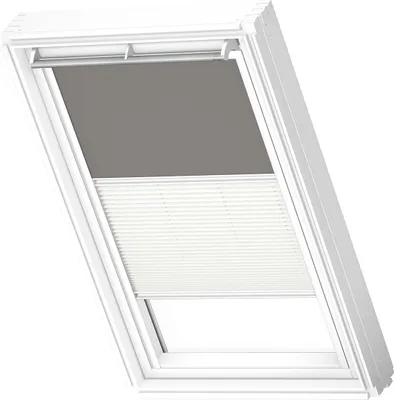 Produktbild von VELUX Original Dachfenster Duo Verdunkelungsrollo für SK06, Grau, mit weißer Führungsschiene