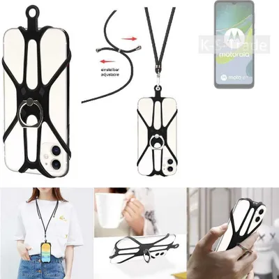 Produktbild von K-S-Trade 3in1 Handykette Handyband Handykordel Halsband Smartphone-Ring Handy-Ring kompatibel mit Motorola Moto E13 Fingerhalterung Handyring