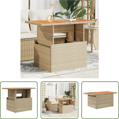 Produktbild von The Living Store Gartentisch Beige 100x55x73 cm Poly Rattan und Akazienholz