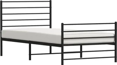 Zdjęcie produktu dla Metalowa Rama Łóżka Z Wezgłowiem I Zanóżkiem, Czarna, 80X200 Cm Lumarko!