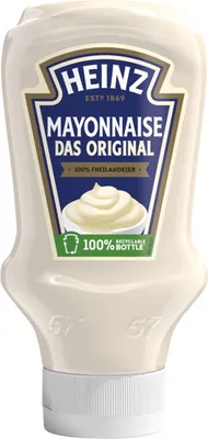 A bottle of Heinz Mayonnaise.