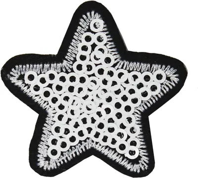 10 Pailletten Aufbügler, Aufnäher Stern 35mm, weiß