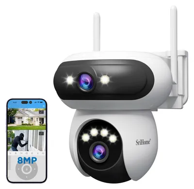 Immagine prodotto di Telecamera IP PTZ a doppia lente da 4 MP con audio bidirezionale e visione notturna a colori