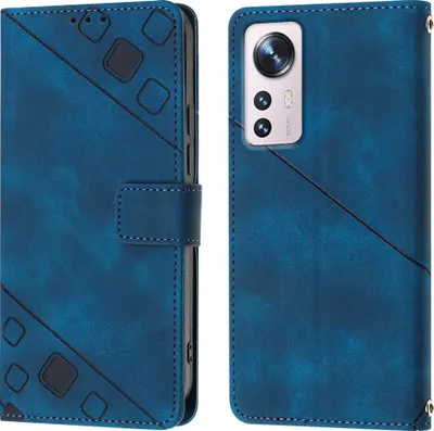 Produktbild von Hülle für Xiaomi 12 Prägung Flip Leder Brieftasche Schutzhülle mit Ständer Blau