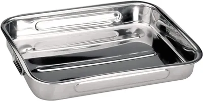 Ovenschaal mit Griffen, Edelstahl, 30 x 20 cm, 5 cm hoch