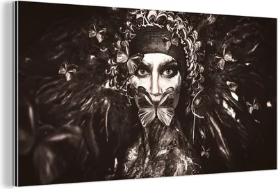 Obrázok produktu pre Nástenná dekorácia Kovový kovový obraz Wall Art 40x20cm Žena - motýľ - farba Muchowow Hliníkové obrazy