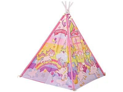 Produktbild von LEAN Toys 10514 Kinderzelt mit Lichteffekten und Einhörnern, rosa