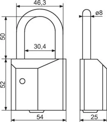 Produktbild von ISEO Edelstahl-Vorhängeschloss für EU-Halbzylinder - 54mm - 36353