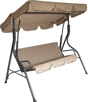 Produktbild von Hollywoodschaukel 3-Sitzer Stahlgestell Grau Bezüge Polyester Creme