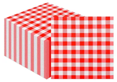 Immagine prodotto di Tovaglioli a quadretti, rossi, 33 x 33 cm, confezione da 40 pezzi, per la cucina
