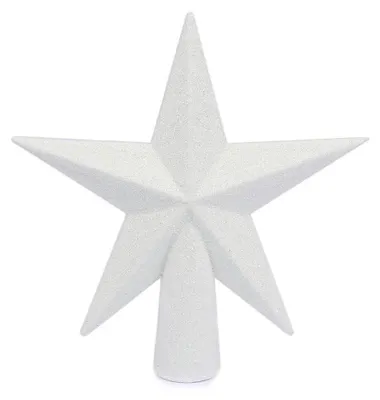 Zdjęcie produktu dla Wierzchołek choinki, brokatowa gwiazda, 15,2 cm, biały
