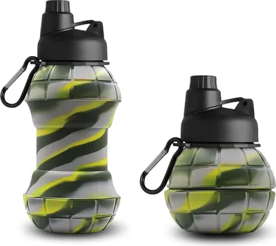 Produktbild von Faltbare Silikon-Wasserflasche - 550 ml - Camouflage-Design - ideal für Outdoor-Aktivitäten