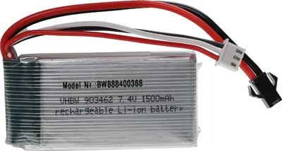 Produktbild von vhbw Akku kompatibel mit SM-2P Stecker für Modellbau z.B. Racing Car, Helikopter, Flugzeug (1500mAh, 7,4V, Li-Polymer, 68 x 34 x 18,5 mm)