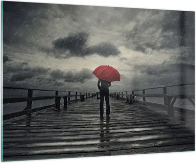 Produktbild von Bilder auf glas - Meer Brücke Sturm - 100x70cm - Glasbilder - Wandbilder - Kunstdruck - zum Aufhängen bereit - Wanddekoration aus Glas - Glas Bilder - Wandbild auf Glas - Einteilig - GAA100x70-3684
