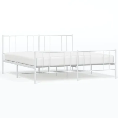 Zdjęcie produktu dla Metalowa Rama Łóżka Z Wezgłowiem I Zanóżkiem, Biała, 180X200 Cm Lumarko!