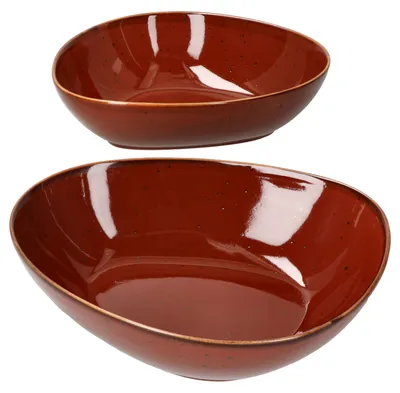 Produktbild von 2x Servierschale Marron Taste 1,3L Deko-Schüssel große Bowl Porzellan Kastanie