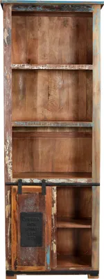 Produktbild von SIT Möbel Bücherschrank | 5 Fächer, 1 Schiebetür | Altholz mit Metall | natur-bunt-schwarz- | B 66 x T 32 x H 180 cm | 11308-98 | Serie JUPITER