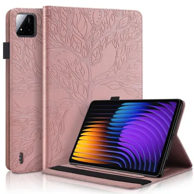 Image de Housse de protection pour tablette Xiaomi Pad 8 / 8 Pro / Pad 7 / 7 Pro, motif d'arbres, rose