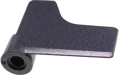 A dark gray kneading hook for a bread maker.