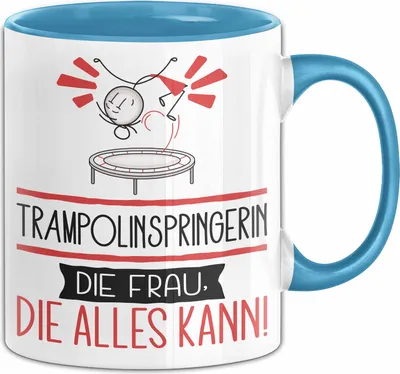 Produktbild von Trampolinspringerin Geschenk Tasse Becher Die Frau Die Allen Kann Geschenkidee für eine Trampolinspringerin Lustig (Blau)