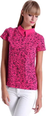 Produktbild von Damen Sommer Shirt in 5 Farben mit Kragen; Pink/S/M