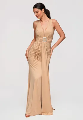 Produktbild von LARICA Maxikleid Abendkleid Figurbetont Elegant LA-OM-DLR347 beige S
