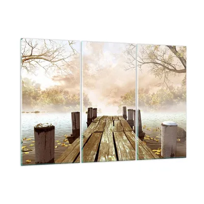 Produktbild von Bilder auf glas - Illustration herbst landschaft bäume - 165x110cm - Glasbilder - Wandbilder - Kunstdruck - Wanddekoration aus Glas - Glas Bilder - Wandbild auf Glas - GCE165x110-2394