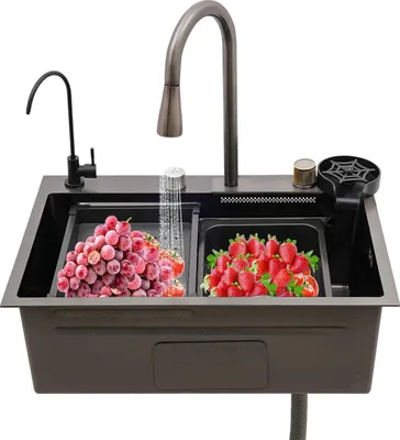 Immagine prodotto di Lavello - Monovasca - Lunghezza 68 cm - Acciaio inox - Con rubinetto - Tre fori - Bianco