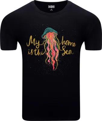 Produktbild von Diarbo Herren T-Shirt mit Meeresdruck Regenbogenqualle Schwarz Gr.XS