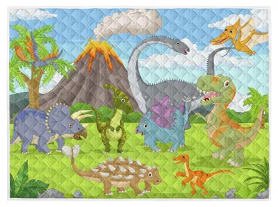 Produktbild von Brisby Hochwertiger, rutschfester und waschbarer Spielteppich, 150 x 200 cm – Dinosaurier