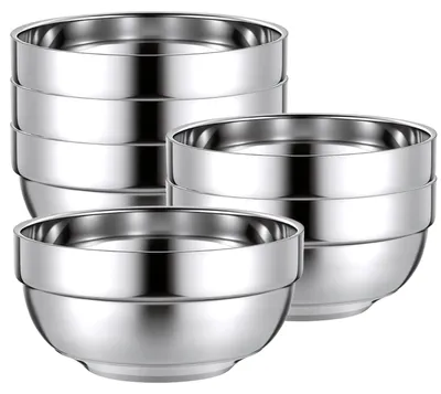 Produktbild von 6-teiliges Edelstahl-Schüsselset, doppelwandig, stapelbar, spülmaschinenfest, 13 cm