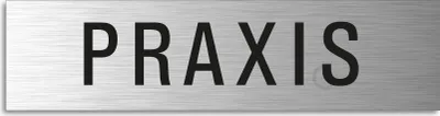 Produktbild von Türschild Praxis Hinweisschild Textschild Aluminium Edelstahloptik 160x40 mm selbstklebend