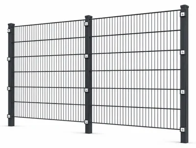 Produktbild von Doppelstabmattenzaun-Set (6/5/6) | 123 cm | Anthrazit | 30 m Set
