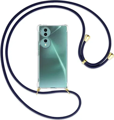 Produktbild von Handykette Backcover-Schutzhülle mit Band (Metall goldfarben) für Honor 70 5G (FNE-AN00, 6.67'') - dunkelblau