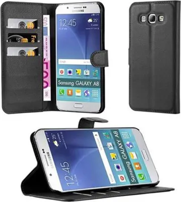 Produktbild von Cadorabo Hülle für Samsung Galaxy A8 2015 Schutz Hülle in Schwarz Handyhülle Etui Case Cover Magnetverschluss