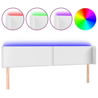 Obrázek produktu pro vidaXL LED čelo postele bílé 203x16x78/88 cm Imitace kůže