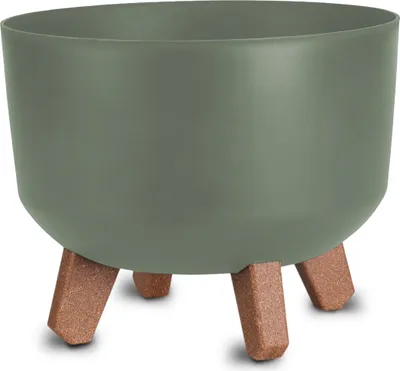 Immagine prodotto di 3.06 Vaso di plastica con piedini - Ø 23 cm circa - Vaso per piante con serbatoio d'acqua - Colore: oliva (grande)