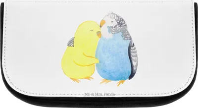 Produktbild von Mr. & Mrs. Panda Beauty Bag Wellensittich Liebe - Weiß - Geschenk, Kulturbeutel, kulturtäschchen, Kosmetiktasche, Vertrauen, Make-Up Tasche, Verknallt, klein, Vögel