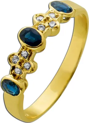Produktbild von Saphirring Gold 585 14K blaue Edelsteine 0.45ct Brillanten 0.08ct 18