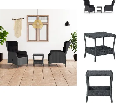 Produktbild von vidaXL 3-tlg. Garten-Lounge-Set mit Auflagen Poly Rattan Dunkelgrau -  Gartenmöbel-Sets