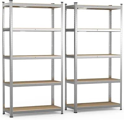 Imagen del producto de Estantería industrial Silecomplaza, juego de 2 unidades, ideal para almacén, sótano, taller, 180x90x40 cm, 5 estantes ajustables, capacidad de carga de 875 kg