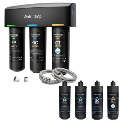 Produktbild von Waterdrop TSA Untertisch Wasserfiltersystem mit 1 Ersatzfilter-Set (2*10PP, 1*10GC, 1*10CT)