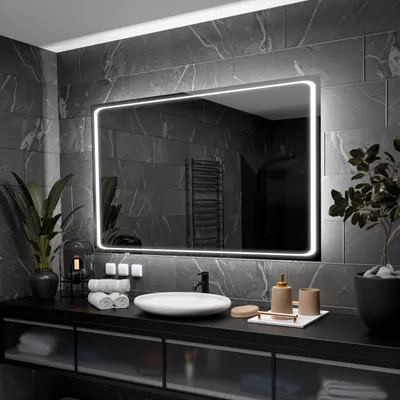 Produktbild von Rechteckiger Badezimmerspiegel mit LED-Beleuchtung - Barcelona - 140x80cm