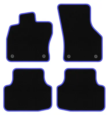 Produktbild von Velours-Fußmatten für Seat Leon IV 2020- (Limousine/Kombi/Variant) – 4-tlg, Schwarz/Blau, passgenau – Wielganizator CARLUX