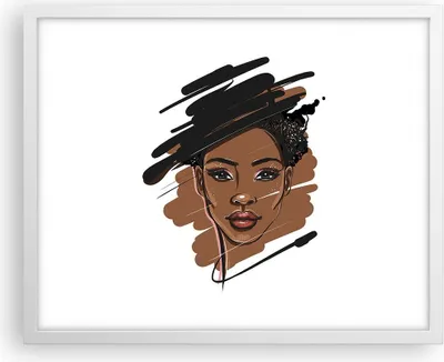 Produktbild von Gerahmtes Poster - Weißer Rahmen - Afrikanisch Modern Porträt - 50x40 cm - Wand Bild - Wanddeko - Wandbilder - Kunstposter - Wandposter - Bilderrahmen - Bilder - Kunstdruck - P2WAA50x40-4646