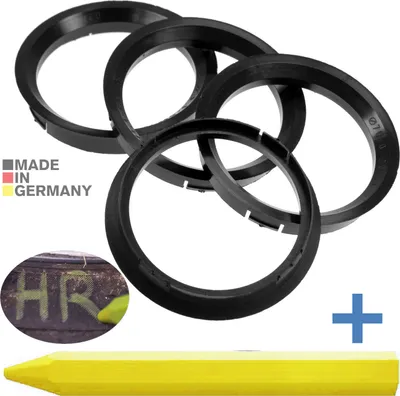 Produktbild von 4X Zentrierringe 76,0 x 67,1 mm Schwarz Felgen Ringe + 1x Reifen Kreide Fett Stift